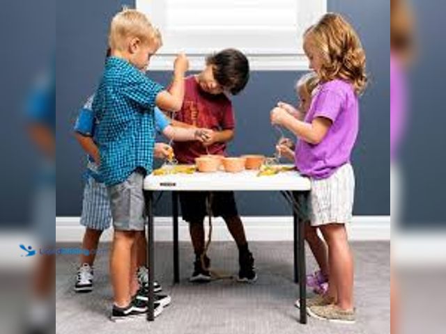 Lot 49-5485428 - Lifetime Children's 24 in. W Square Almond Folding Table. Model # 80425. Unused