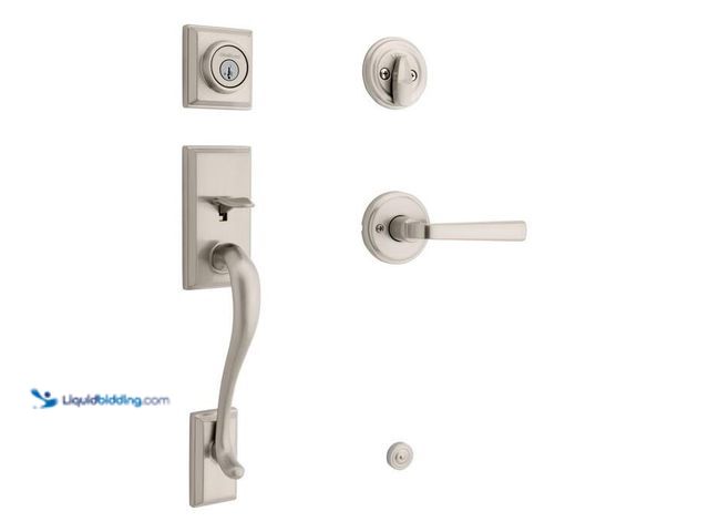 Lot 49-2004192 - Kwikset Hawthorne Single Cylinder Door Handleset w/Trafford Handle featuring SmartKey Security in Sa...