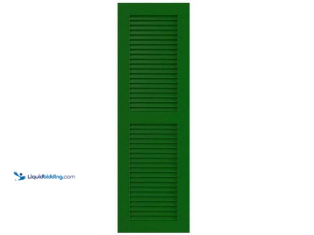 Lot 49-1623678 - Ekena Millwork True Fit 15 in. x 39 in. PVC 2 Equal Louver Shutters, Pair in Viridian Green, Model #...