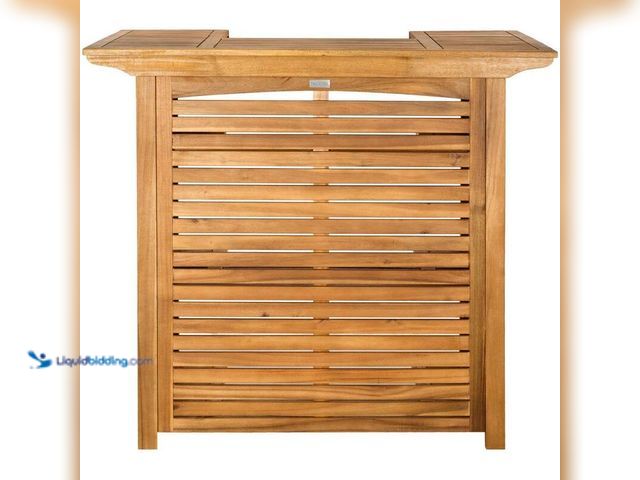 Lot 49-5406272 - Safavieh Monterey Brown Acacia Wood Outdoor Serving Bar, Model # PAT7011A, Unused.