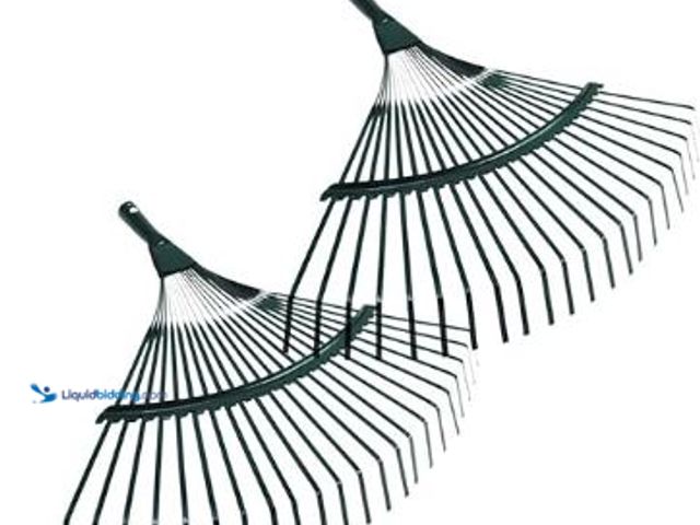 Lot 49-3464365 - 2Pcs 22-Teeth Garden Rakes with Wooden Handle for Lawn and Yard Cleaning Ideal for Leaf and Debris R...