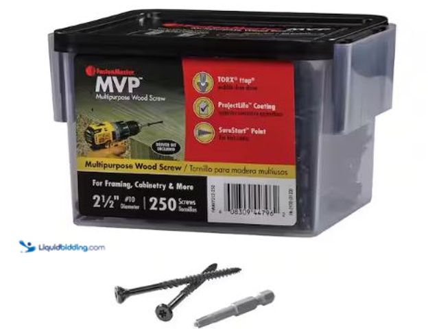 Lot 49-1625198 - Lot of (2) Fasten Master #10 x 2-1/2 in. Torx TTAP Drive Sure sink Flat Head MVP Multi-Purpose Wood ...
