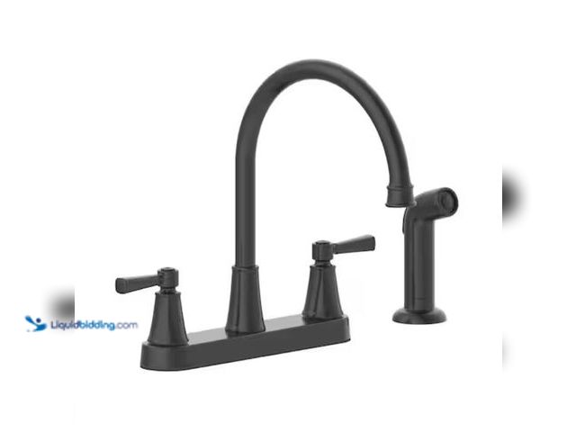 Lot 49-2001540 - Glacier Bay Melina Double-Handle Standard Kitchen Faucet with Side Sprayer in Matte Black, Model # H...