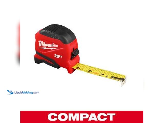 Lot 49-5544390 - Milwaukee 25 ft. Compact Tape Measure with Fractional Scale. Model # 48-22-1725. Unused