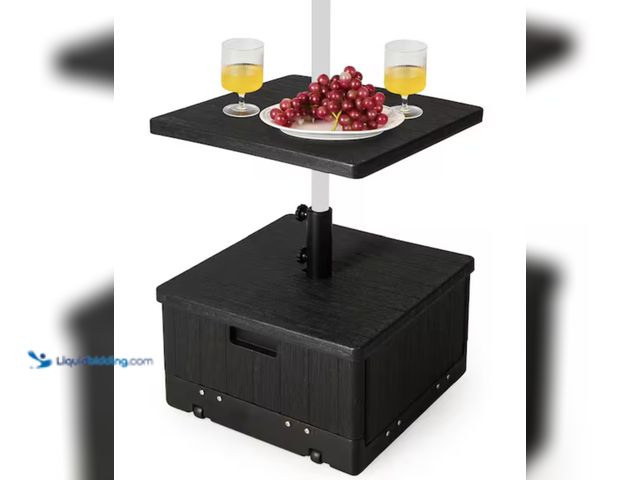 Lot 49-2000065 - Gymax 175 lbs. Fillable Patio Umbrella Base with Table Tray Wheeled 3-in-1 Stand Outdoor in Black, M...