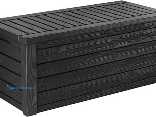 Lot 49-5548935 - Keter Westwood 150 Gallon Resin Large Outdoor Storage Box for Patio Furniture, Outdoor Cushions, Gar...