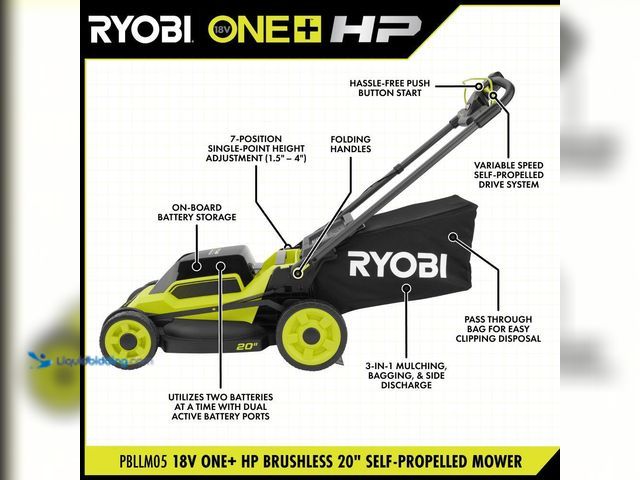 Lot 49-5552047 - RYOBI
ONE+ HP 18V Brushless 20 in. Cordless Battery Walk Behind Self-Propelled Lawn Mower. Model # ...