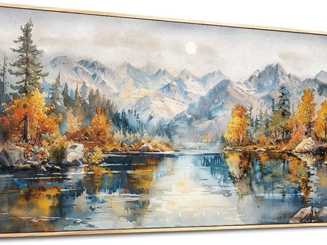 Lot 49-1537087 - Wood Framed Canvas Wall Art for Living Room Large Wall Decor for Bedroom Forest Mountain Landscape P...