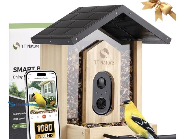Lot 49-1810619 - SMART BIRD FEEDER    TT Nature Bird Feeder with Camera, Upgraded 1.5L Smart Birdhouse Al Identify fo...
