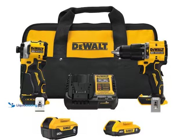 Lot 49-1567789 - DEWALT ATOMIC 20V MAX Lithium-Ion Cordless 2-Tool Combo Kit with 5.0 Ah and 2.0 Ah Batteries, Charge...