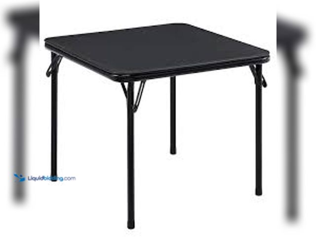 Lot 49-3531743 - VECELO Folding Card Table 33.8 in. Portable Square Black Metal Desk with Collapsible Legs and Vinyl ...