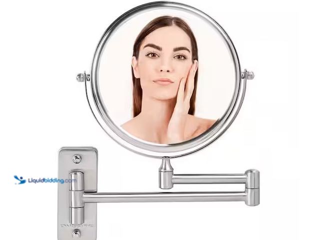 Lot 49-5573586 - OVENTE
Small Round Wall Mounted Nickel Brushed Makeup Mirror (11 in. H x 1.4 in. W), 1x-10x Magnifi...