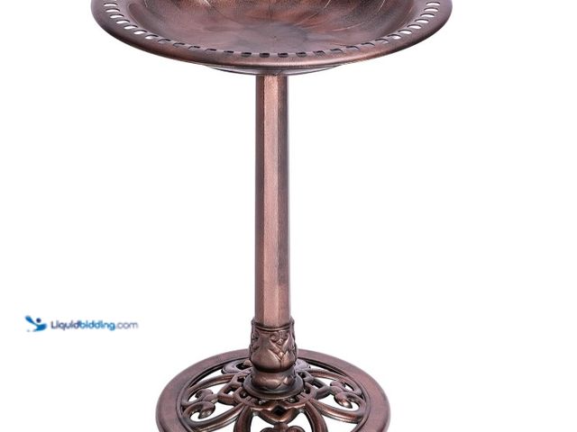 Lot 49-1571251 - VIVOHOME 28 Inch Height Polyresin Lightweight Antique Outdoor Garden Bird Bath Bronze, Model # B097M...
