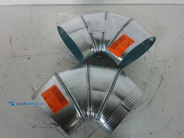 Lot 49-3616900 - Set of (2) Master Flow 6" 90-Degree Oval Flat Elbow - Used to change horizontal direction of oval pi...