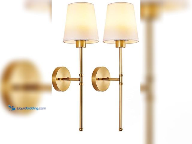 Lot 49-5437191 - Battery Operated Wall Sconce Set of 2,Gold Wireless Wall Sconce with 5200mAh Dimmable Detachable Bul...