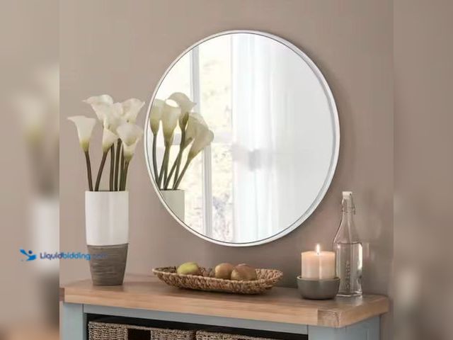 Lot 49-2006158 - Sxiawe 24 in. W x 24 in. H Medium Round Aluminum Frame Wall Mounted Wall Mirror Vanity Mirror, Model...