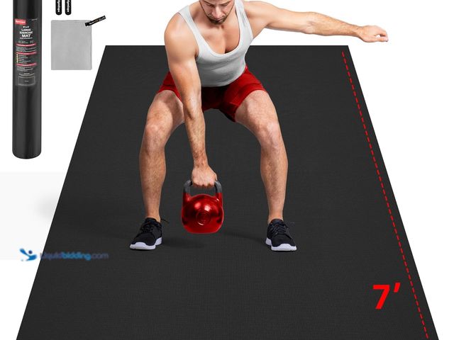 Lot 49-3527507 - Extra Large Exercise Mat, 10'x6'/9'x6'/8'x6'/7'x5'/6'x4'(8mm) Thick Workout Mat for Home Gym & Garag...