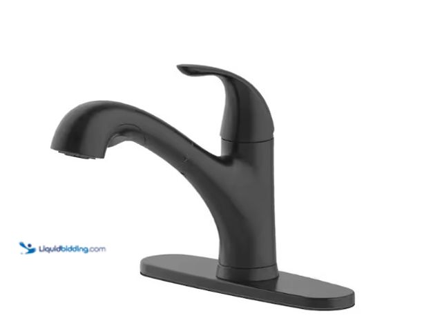 Lot 49-1566691 - Glacier Bay Market Single-Handle Pull-Out Sprayer Kitchen Faucet in Matte Black, Model # HD67737-001...