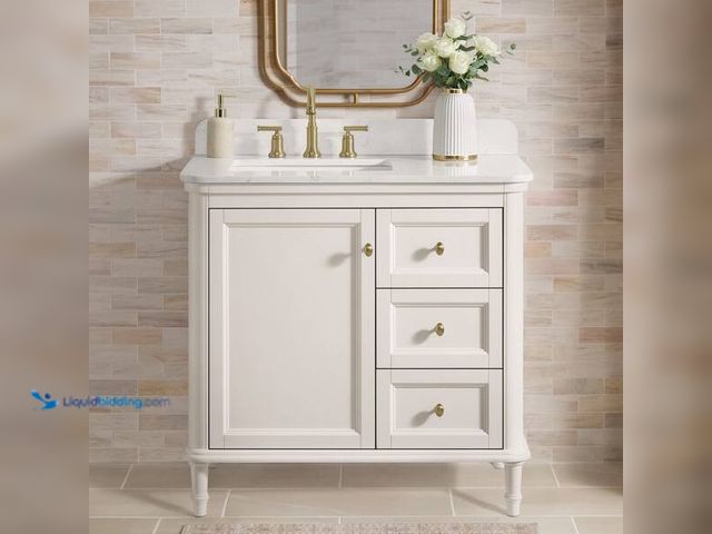 Lot 49-5477020 - Home Decorators Collection
Cliveden 36 in. Single Sink Freestanding Cameo White Bath Vanity with Vo...