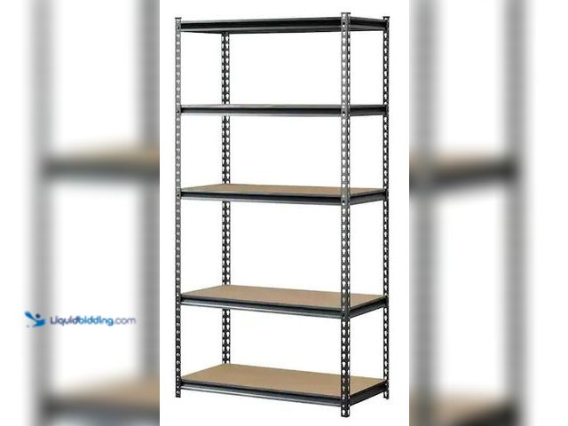 Lot 49-5478456 - Muscle Rack
5-Tier Boltless Steel Garage Storage Shelving Unit in Silver Vein (36 in. W x 72 in. H ...
