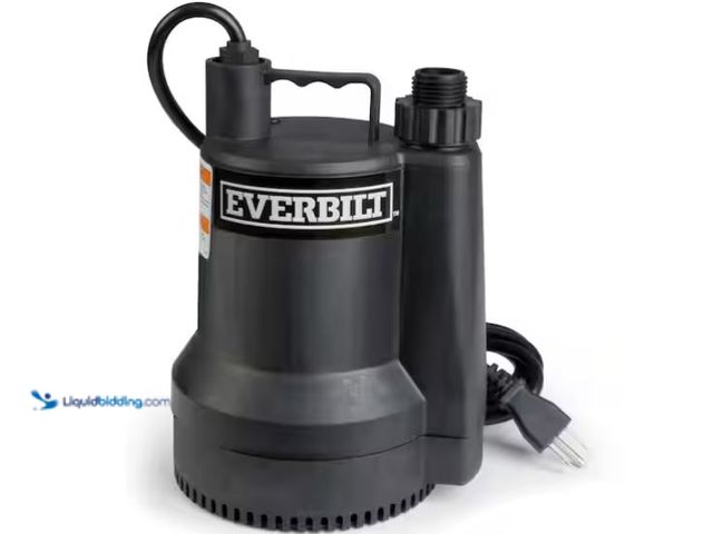 Lot 49-1548649 - Everbilt 1/6 HP Plastic Submersible Utility Pump, Model # SUP54-HD, Slightly used, Tested works.  Re...