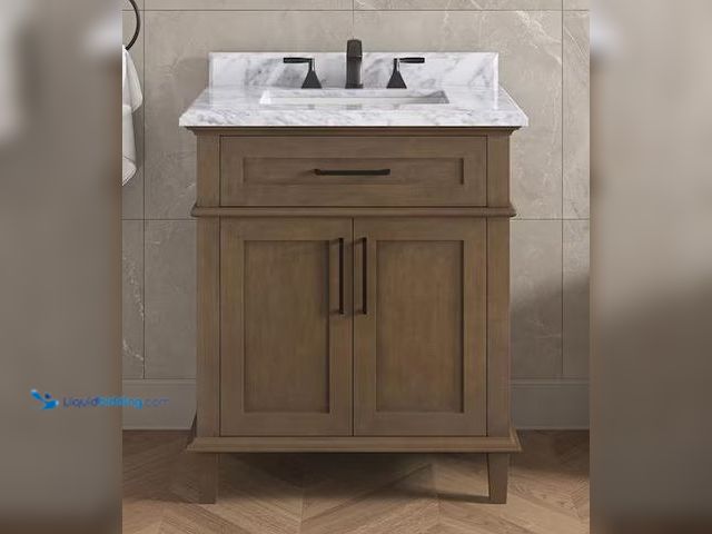 Lot 49-1572008 - Home Decorators Collection Sonoma 30 in. Single Sink Almond Latte Bath Vanity with Carrara Marble To...