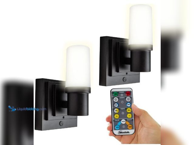 Lot 49-5560112 - QTY 2 - Westek Battery Operated Wall Sconce with Remote, 2 Pack Plastic Wireless Battery Wall Light,...