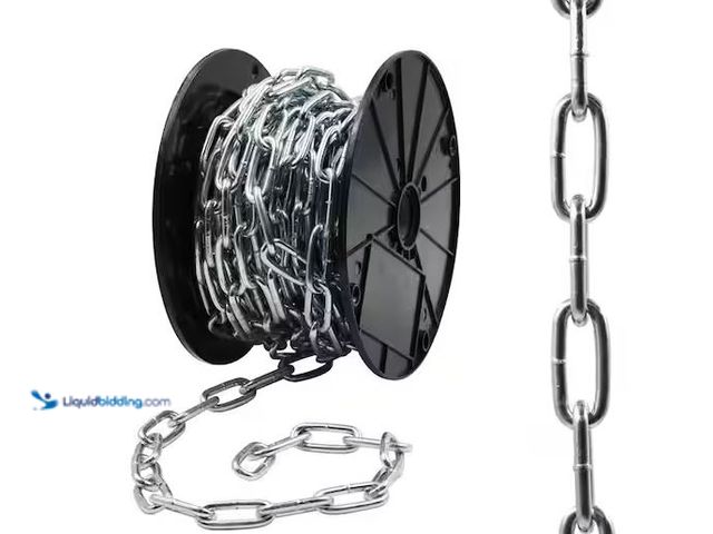 Lot 49-1576742 - Everbilt 2/0 x 40 ft. Zinc Plated Steel Straight Link Chain Model # 806440, New  Ref#HD0210