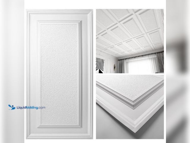 Lot 49-3432583 - Art3d Drop Ceiling Tiles 24x48 inch White (12-Pack, 96 Sq.ft), 3D Wainscoting Panels Glue Up 2x4 FT,...