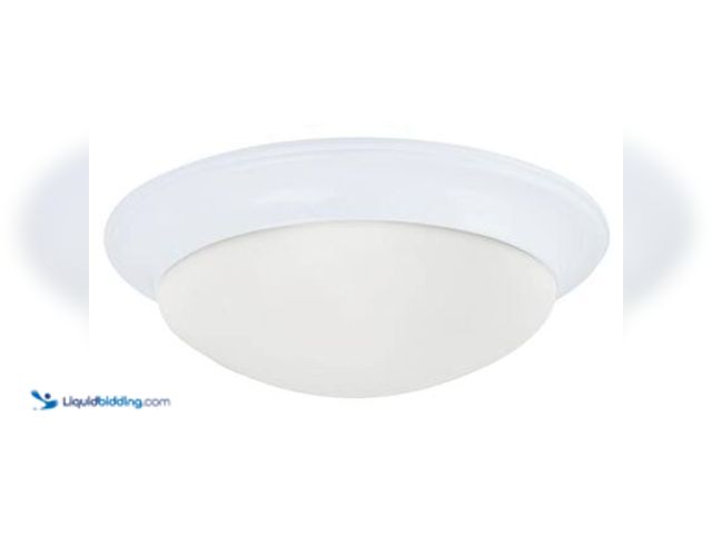 Lot 49-5572225 - Generation Lighting Nash 14 in. W 2-Light White Flush Mount with Satin Etched Glass. Model # 75435-1...