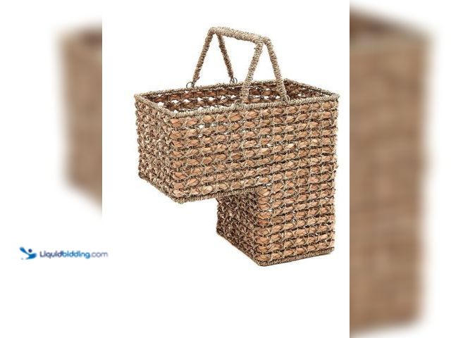 Lot 49-3523510 - Trademark Innovations 16" Braided Rope Storage Stair Basket With Handles (Tan). Model #B09FYKH7PL. U...