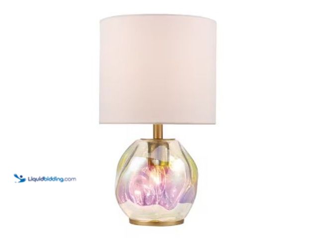 Lot 49-2022785 - Monteaux Lighting 15.63 in 2-Light Antique Brass Table Lamp with Fabric Shade, Model # HPI-10608, MS...