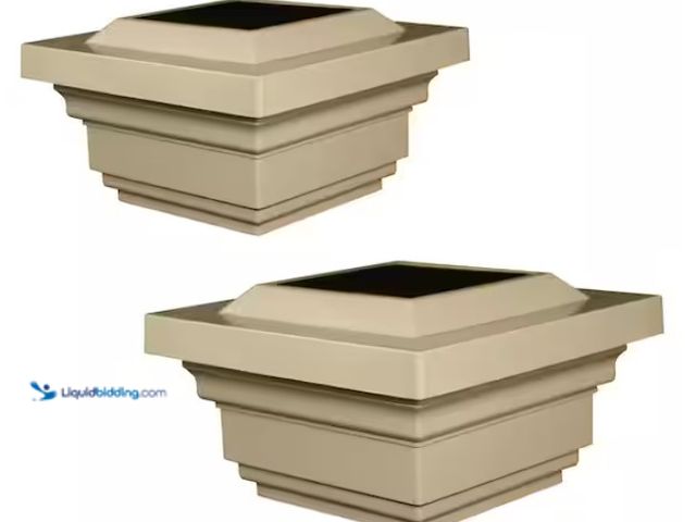 Lot 49-1550365 - (2-Pack) CLASSY CAPS Regal 4 in. x 4 in. Outdoor Tan Vinyl LED Solar Post Cap, Model # SLO78T, Unuse...