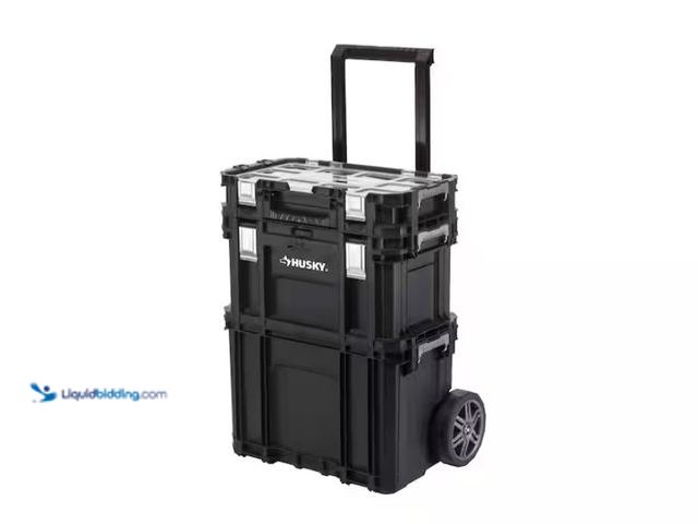 Lot 49-1567671 - (3-Piece) Husky Connect Stackable 22 in. Rolling Tool Cart, 22 in. Tool Box, and Pro Small Parts Org...