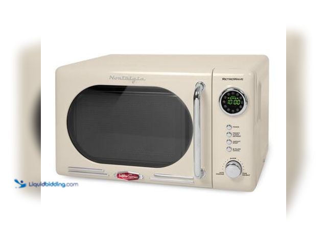 Lot 49-5548885 - Nostalgia Retro 0.7 cu. ft. 700-Watt Countertop Microwave Oven in IVORY Model # NRMO7IVY6A UNUSED. P...