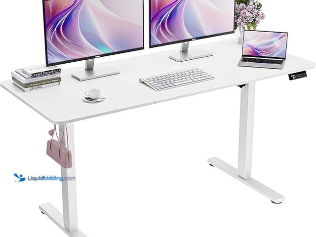 Lot 49-3466019 - Electric Standing Desk, 55" x 23.6" Height Adjustable Sit Stand Desk with Splice Board for Home Offi...