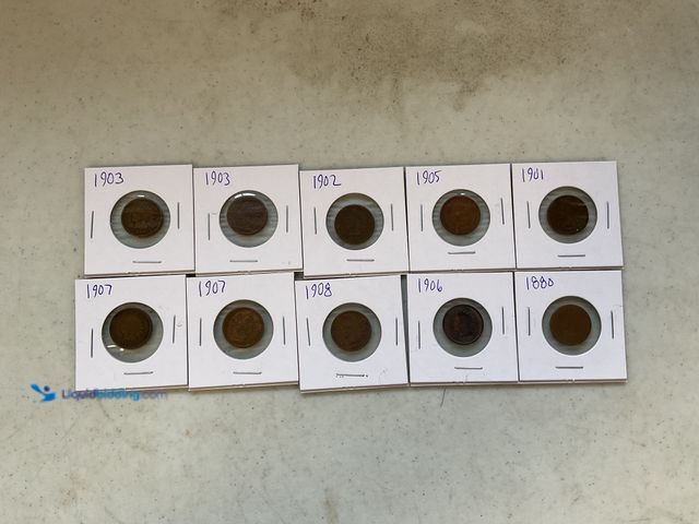 Lot 49-1505577 - LOT OF 10 EARLY 1900’S INDIAN HEAD PENNIES VARIOUS YEARS #COINS1211