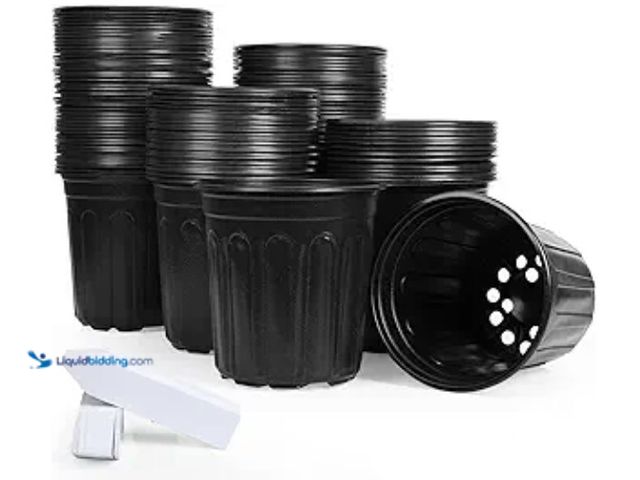 Lot 49-1515042 - JERIA 100-Pack 1 Gallon Flexible Plant Nursery Pots with 100Pcs Plant Labels, Thickened Soft Plastic...