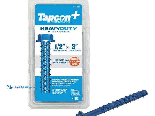 Lot 49-5574066 - QTY 2 - Tapcon+ 1/2 x 3 Heavy-Duty Hex Head Climaseal™ Concrete Anchors, 10 PCS. B0B6956444. Unused