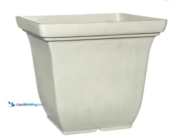 Lot 49-5555380 - 17.7 in. Franklin Large White Resin Square Planter (17.7 in. L x 17.7 in. W x 15.5 in. H) with Drain...