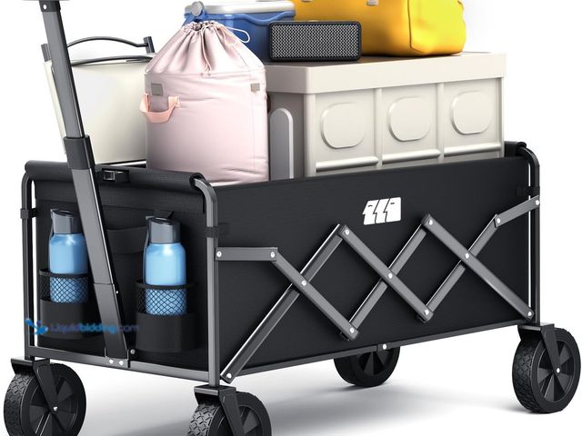 Lot 49-5482093 - TANSTRIDER Collapsible Foldable Wagon, Folding Wagon with Wheel Heavy Duty with 180lbs Weight Capaci...