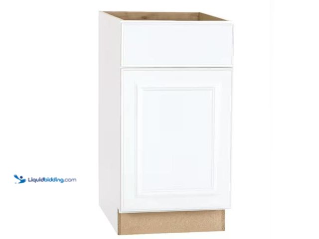 Lot 49-2006628 - Hampton Bay Hampton 18 in. W x 24 in. D x 34.5 in. H Assembled Base Kitchen Cabinet in Satin White, ...