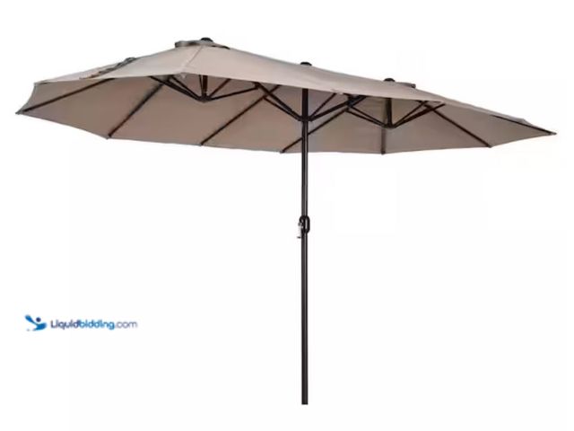 Lot 49-2005498 - Outsunny 15 ft. Steel Rectangular Outdoor Double Sided Market Patio Umbrella with UV Sun Protection ...