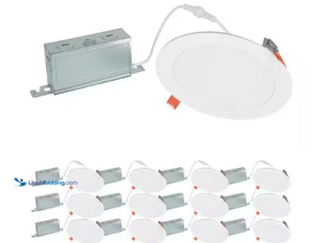 Lot 49-1630801 - HALO (12-Pack) HLBSL 6 in. Adjustable CCT Canless Integrated LED Recessed Light, 900 Lumens, 5CCT, W...
