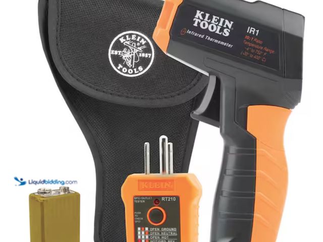 Lot 49-2000467 - Klein Tools 10:1 Infrared Thermometer with GFCI Receptacle Tester, Model # IR1KIT, Slightly used, Ha...