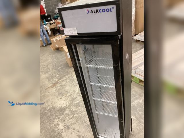 Lot 49-5414406 - Alkool 11 ft tall beverage cooler parts and repair broken glass door does turn on  no factory pictur...