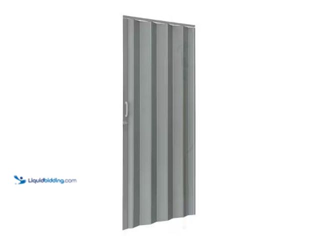 Lot 49-1625237 - Everbilt Accordion Door Saturn Linen Light Grey 36 in. x 80 in., Model # SAT-36X80LLG, Unused, Has a...