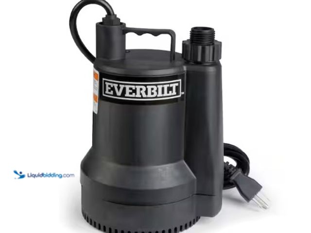 Lot 49-1625621 - Everbilt 1/6 HP Plastic Submersible Utility Pump, Model # SUP54-HD, Unused, Powers on.  Ref#PA0710