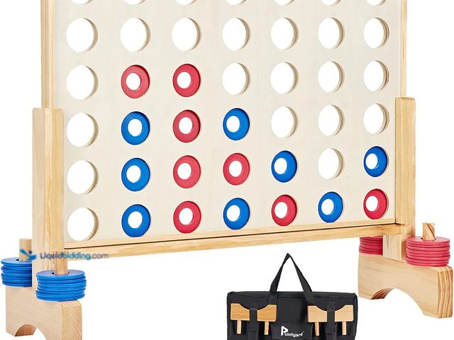 Lot 49-5410795 - Giant Wooden 4 in a Row Game 4.2Ft, Outdoor Yard Game for Famlies Adults, 42 Pcs Chips & Durable Car...