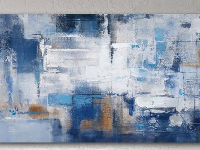Lot 49-1516434 - KLAKLA Abstract Canvas Wall Art - Blue and White Picture Artwork for Wall Modern Paintings Wall Deco...